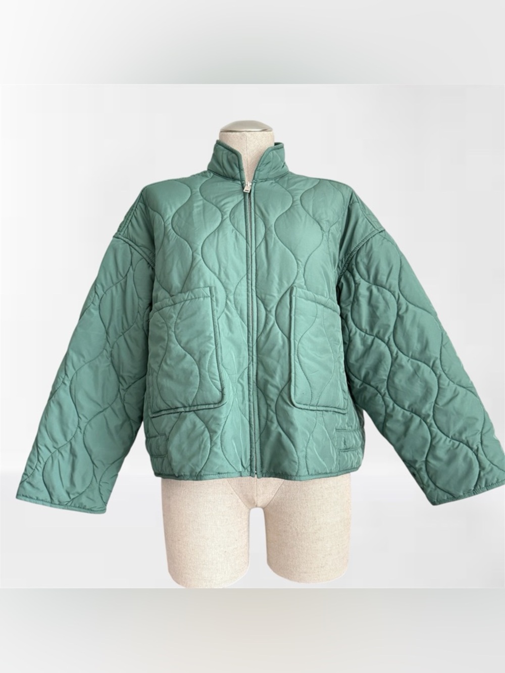 Steve Madden Stefani Quilted Puffer Jacket | Size S | Sage Green